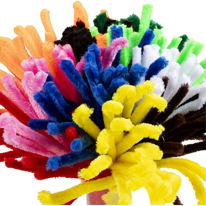 Chenille, L: 30 cm, dikte 15 mm, diverse kleuren, 200 div/ 1 doos