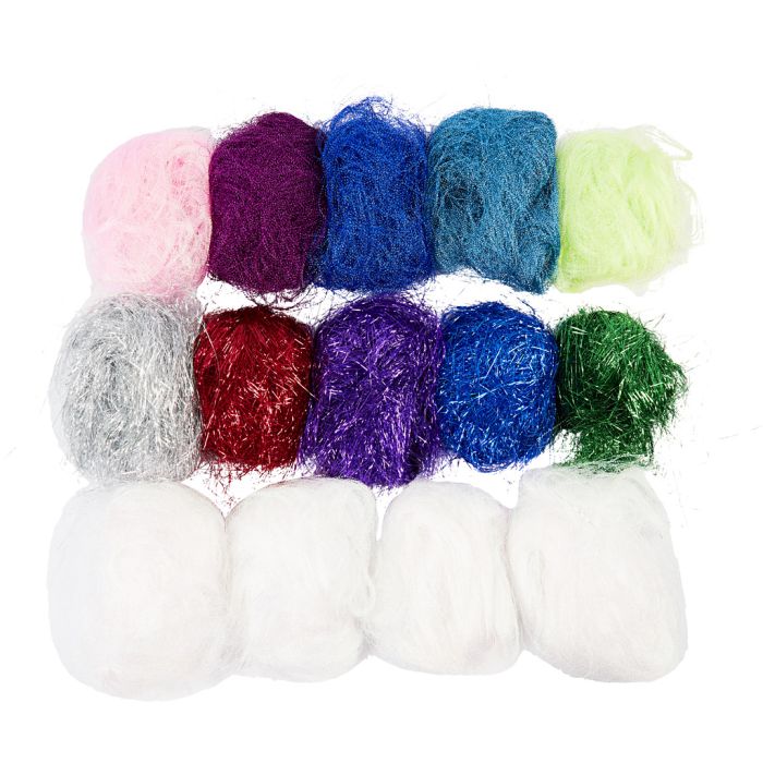 Plastic fibers, diverse kleuren, 500 gr/ 1 doos
