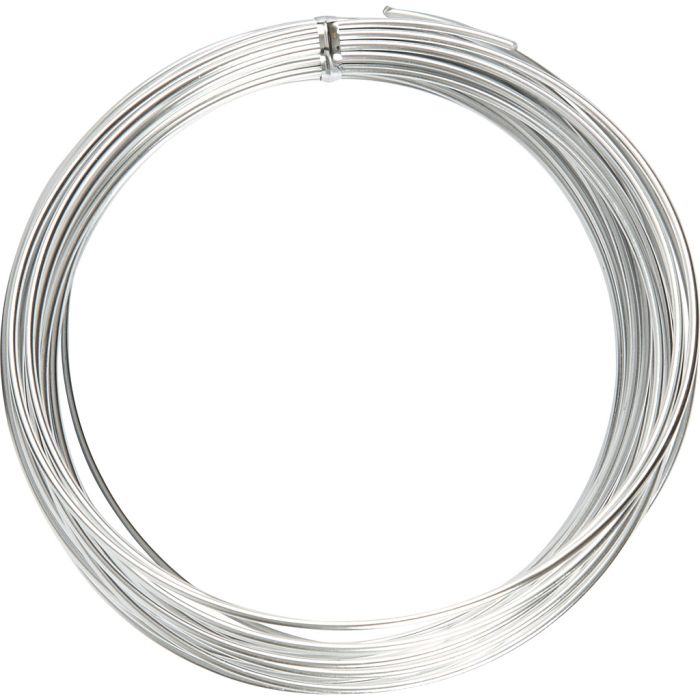 Alu draad, rond, dikte 2 mm, zilver, 10 m/ 1 rol