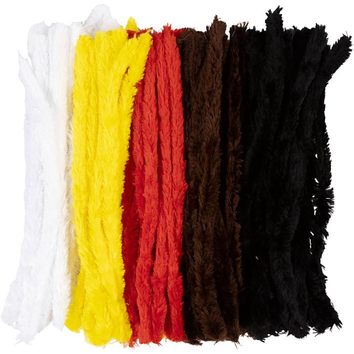 Chenille, L: 40 cm, diverse kleuren, 2x48 stuk/ 1 doos