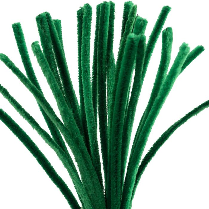 Chenille, L: 30 cm, dikte 9 mm, donkergroen, 25 stuk/ 1 doos