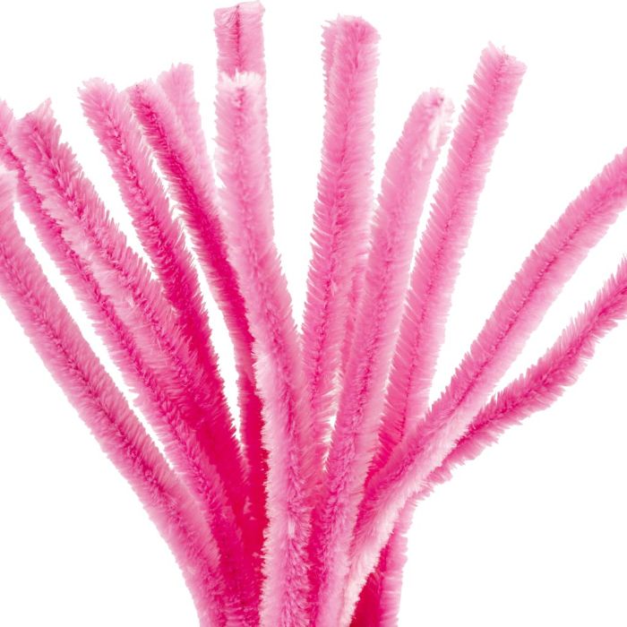 Chenille, L: 30 cm, dikte 15 mm, roze, 15 stuk/ 1 doos