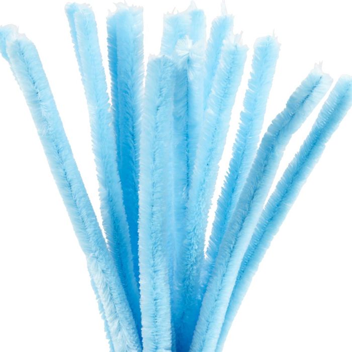 Chenille, L: 30 cm, dikte 15 mm, blauw, 15 stuk/ 1 doos
