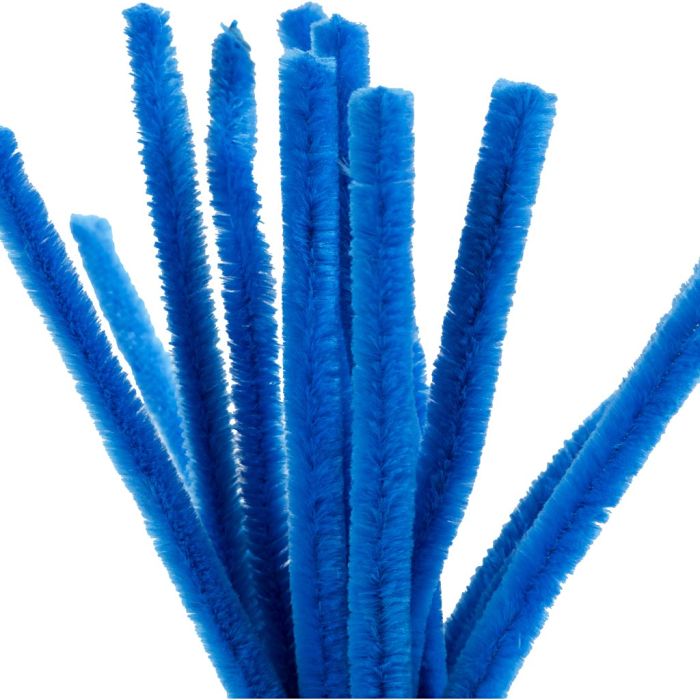 Chenille, L: 30 cm, dikte 15 mm, donkerblauw, 15 stuk/ 1 doos