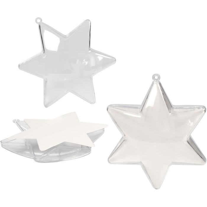 Deco ster, H: 10 cm, transparant, 5 stuk/ 1 doos