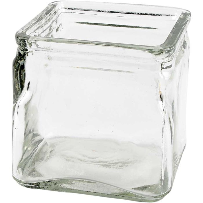Vierkant glas, H: 10 cm, afm 10x10 cm, 12 stuk/ 1 doos