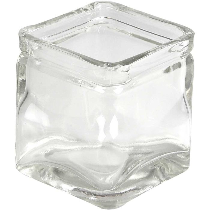 Vierkant glas, H: 8 cm, afm 7,5x7,5 cm, 12 stuk/ 1 doos