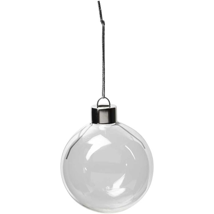 Glazen ornamenten, H: 6,9 cm, d 5,9 cm, transparant, 8 stuk/ 1 doos