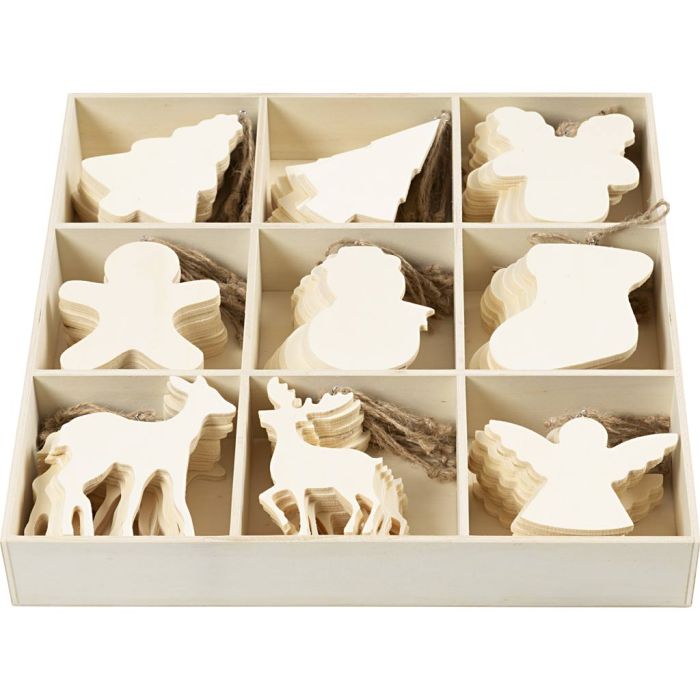 Ornamenten, afm 7-9 cm, dikte 4 mm, 90 stuk/ 1 doos