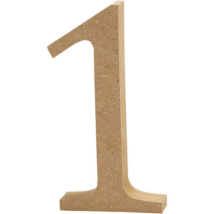 Cijfer, 1, H: 13 cm, dikte 2 cm, 1 stuk