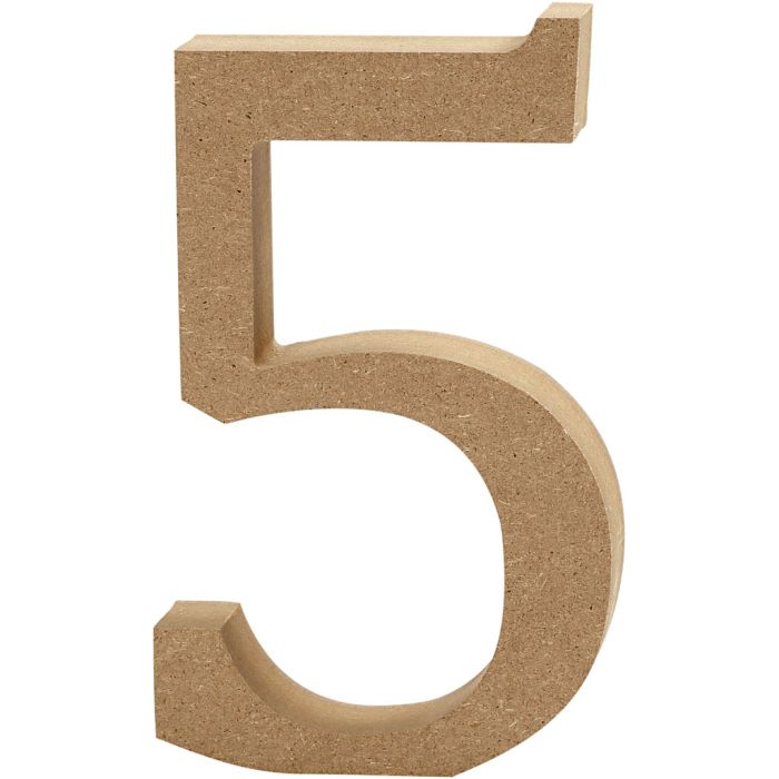 Cijfer, 5, H: 13 cm, dikte 2 cm, 1 stuk