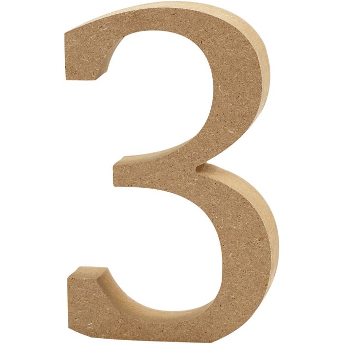 Cijfer, 3, H: 8 cm, dikte 1,5 cm, 1 stuk