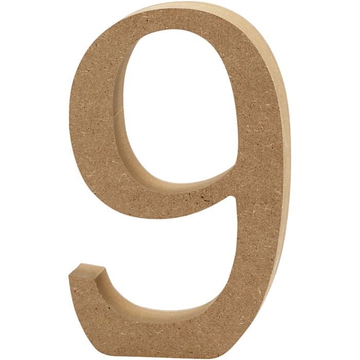 Cijfer, 9, H: 8 cm, dikte 1,5 cm, 1 stuk