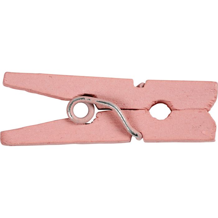 Mini wasknijpers, L: 25 mm, B: 3 mm, lichtrood, 36 stuk/ 1 doos