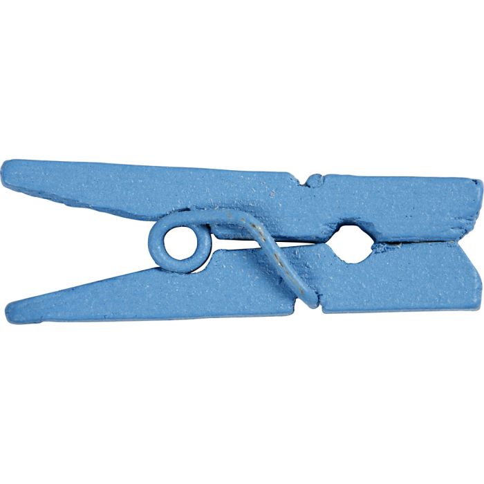 Mini wasknijpers, L: 25 mm, B: 3 mm, blauw, 36 stuk/ 1 doos