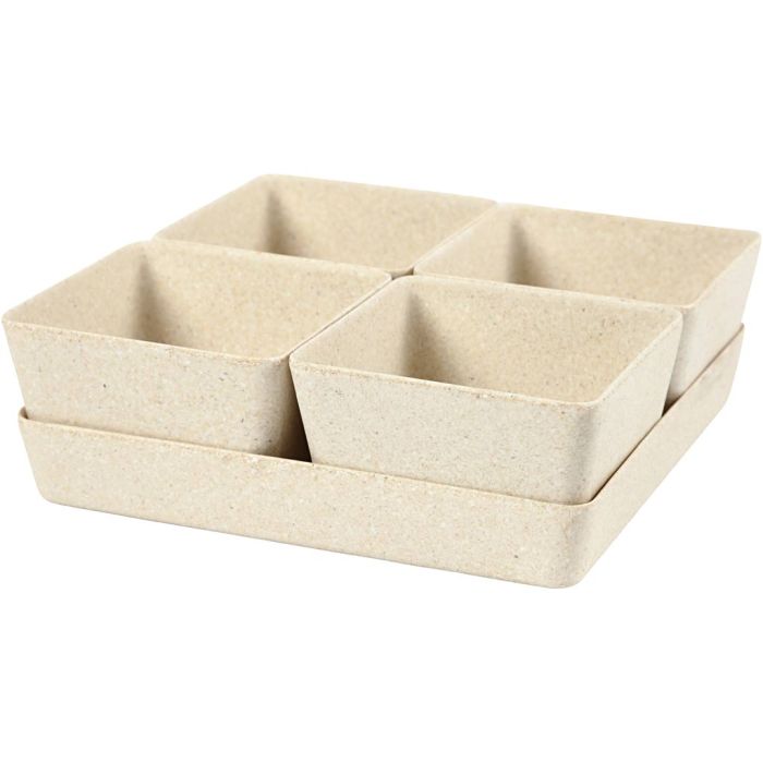 Bloempotten, H: 8 cm, D: 19,5 cm, B: 19,5 cm, 1 set