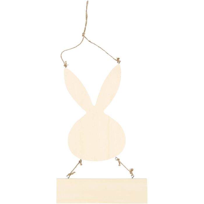 Konijn met bord, H: 29,5 cm, B: 19,2 cm, 1 stuk