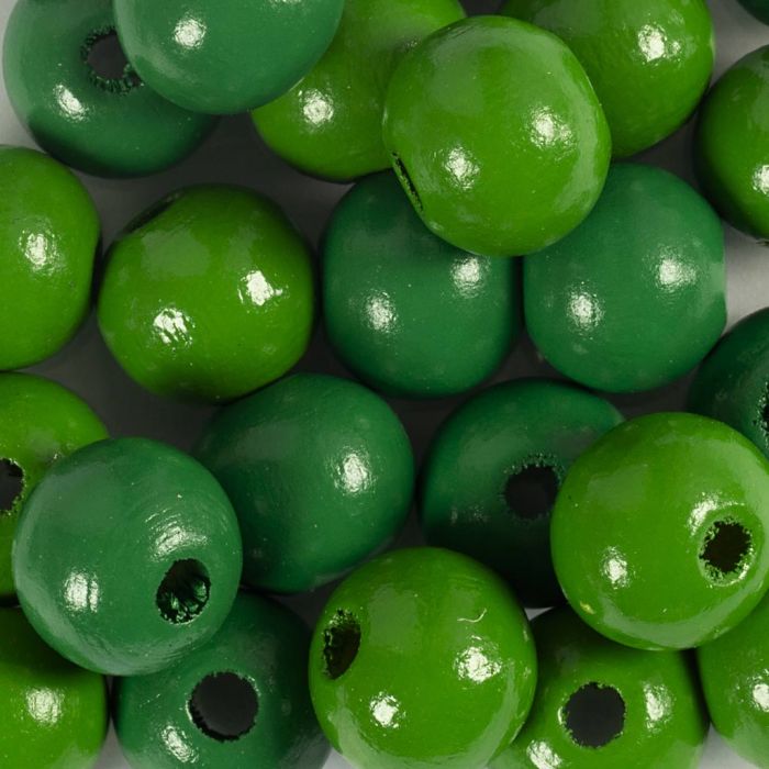 Houten Kralen, d 12 mm, gatgrootte 3 mm, groen, 50 stuk, 44 gr/ 1 doos