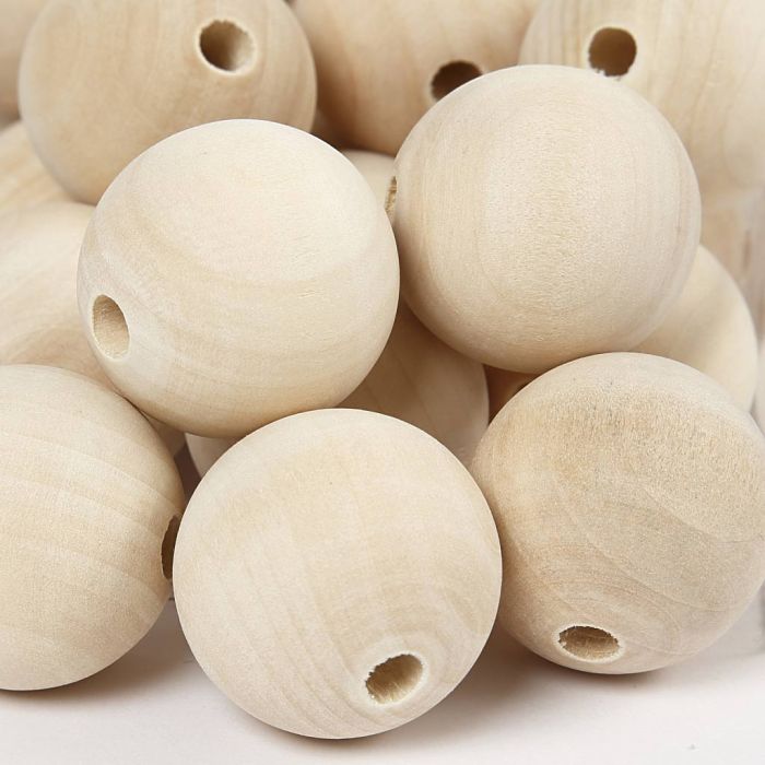 Houten Kralen, d 30, gatgrootte 5 mm, 50 stuk/ 1 doos