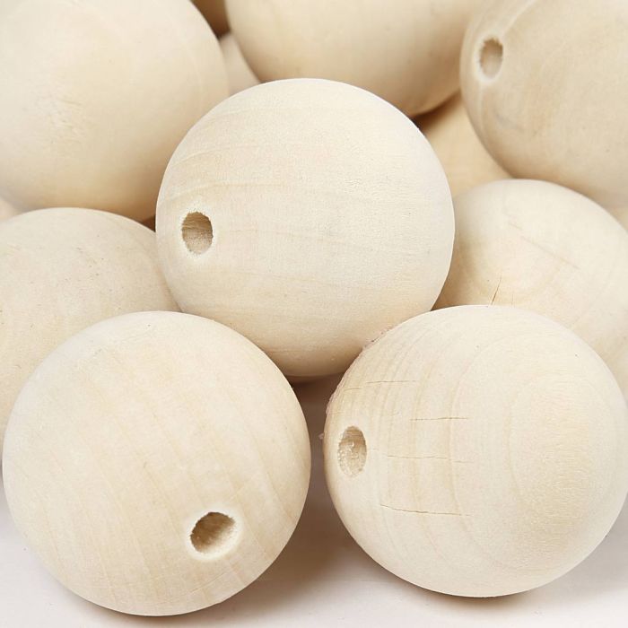 Houten Kralen, d 35, gatgrootte 6 mm, 50 stuk/ 1 doos