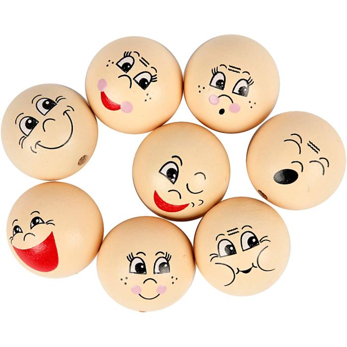 Hoofden, d 30 mm, licht beige, 16 stuk/ 1 doos