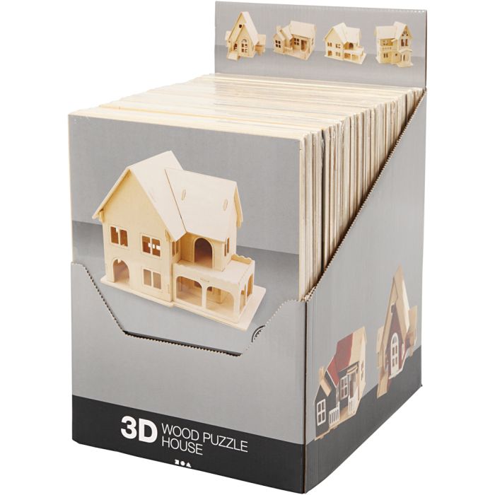 3D Houten Constructie Set, naturel, 24 stuk/ 1 doos
