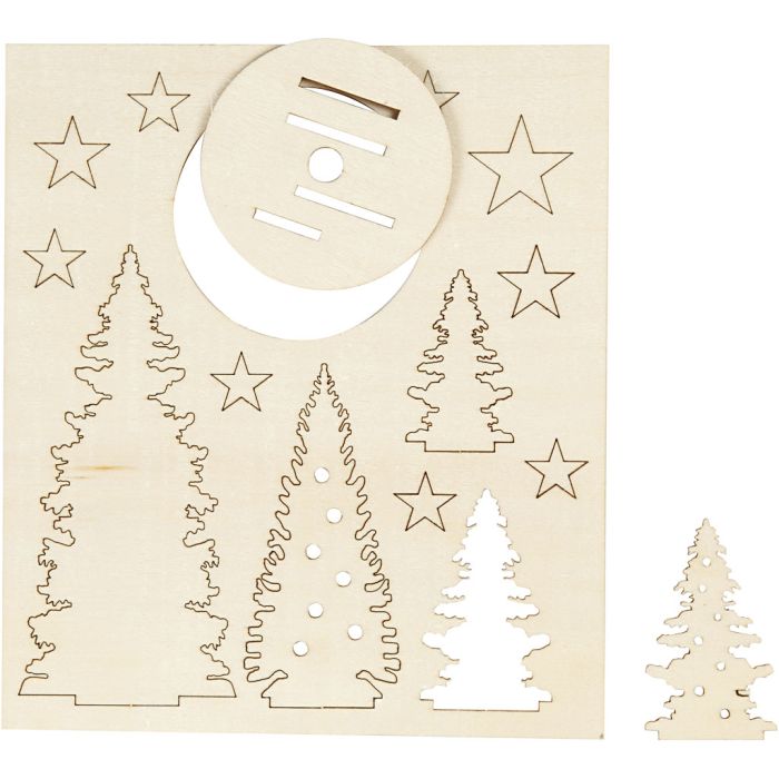 DIY Houten figuren, kerstbomen, L: 20 cm, B: 17 cm, dikte 3 mm, 1 doos