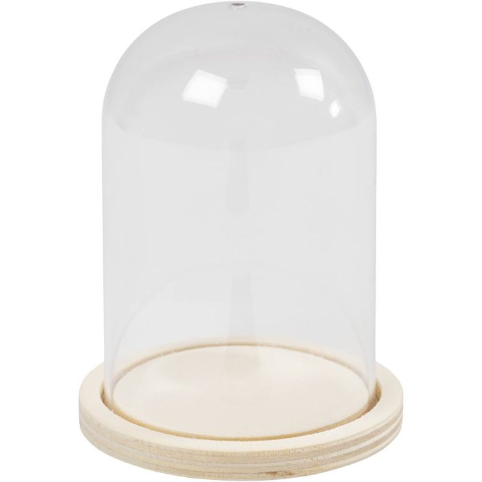 Klok op houten voet, H: 9,5 cm, d 6 cm, gatgrootte 3 mm, 1 stuk