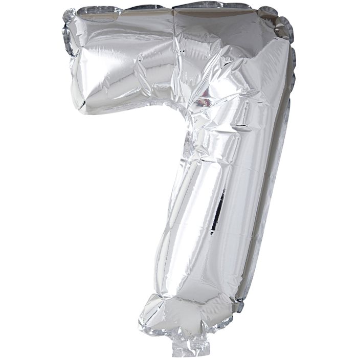Folieballon , 7, H: 41 cm, zilver, 1 stuk