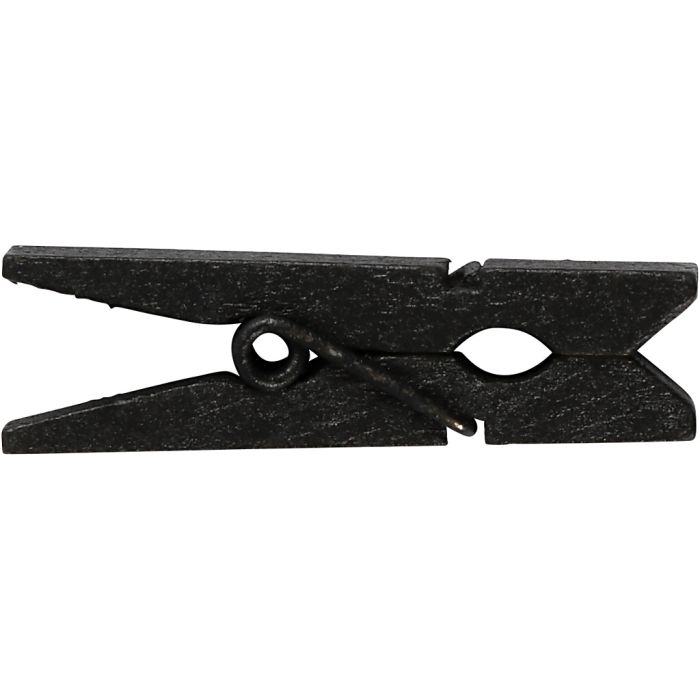 Mini wasknijper, afm 35x7 mm, dikte 9 mm, zwart, 20 stuk/ 1 doos