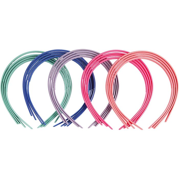 Haarbanden, B: 8 mm, diverse kleuren, 20 stuk/ 1 doos