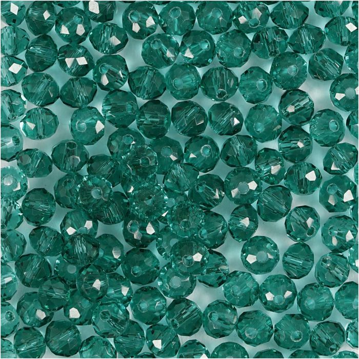 Facet Kralen, d 4 mm, gatgrootte 1 mm, groen, 45 stuk/ 1 doos