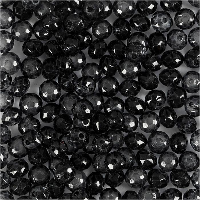 Facet Kralen, d 4 mm, gatgrootte 1 mm, grijs, 45 stuk/ 1 doos