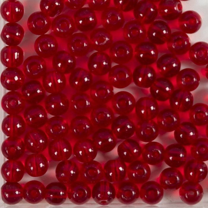 Glas Kralen, d 4 mm, gatgrootte 1 mm, rood, 90 stuk, 20 gr/ 1 doos