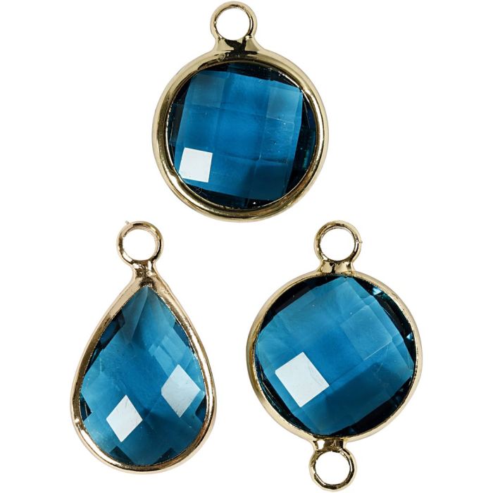 Sieradenhanger, H: 15-20 mm, gatgrootte 2 mm, turquoise, 6 stuk/ 1 doos