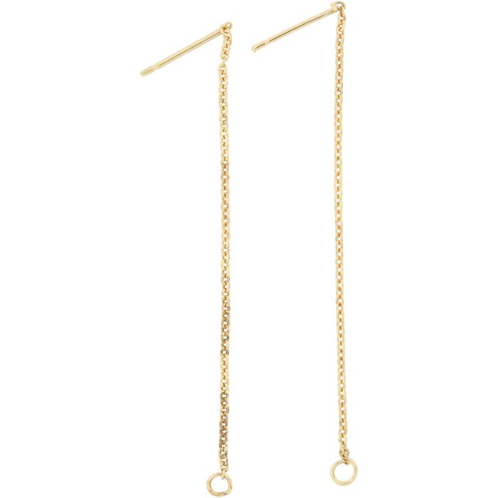 Oorbellen van ketting, L: 70 mm, verguld, 1 paar