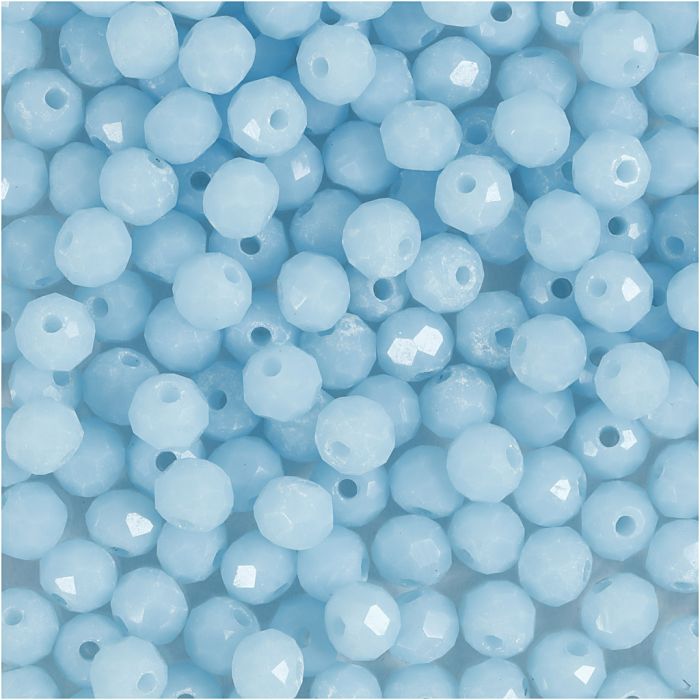 Facet Kralen, afm 3x4 mm, gatgrootte 0,8 mm, Zeeblauw, 100 stuk/ 1 doos