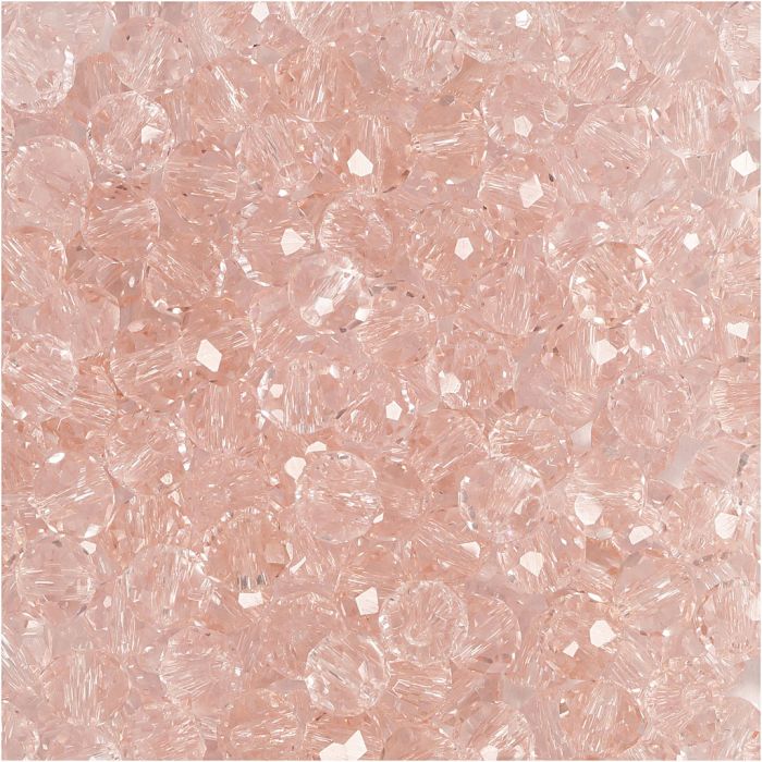 Facet Kralen, afm 3x4 mm, gatgrootte 0,8 mm, roze, 100 stuk/ 1 doos
