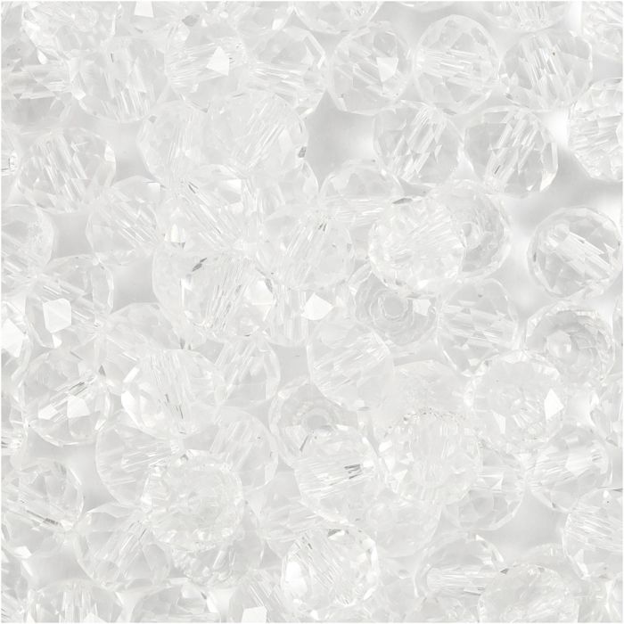 Facet Kralen, afm 5x6 mm, gatgrootte 1 mm, kristal, 100 stuk/ 1 doos