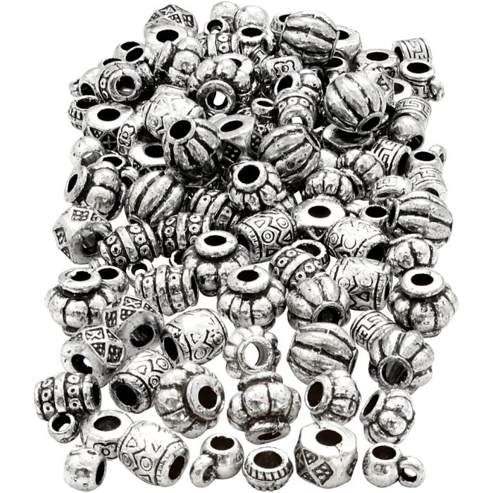 Kralen mix, afm 7-11 mm, gatgrootte 3 mm, ca. 400 stuk, 200 gr/ 1 doos