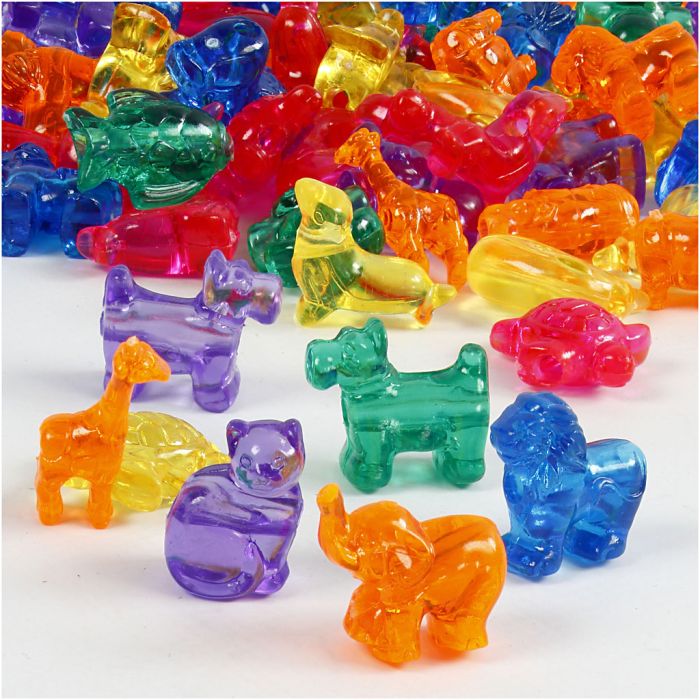 Figuurkralen, afm 25 mm, gatgrootte 4 mm, ca. 220 stuk, diverse kleuren, 700 ml/ 1 Doosje