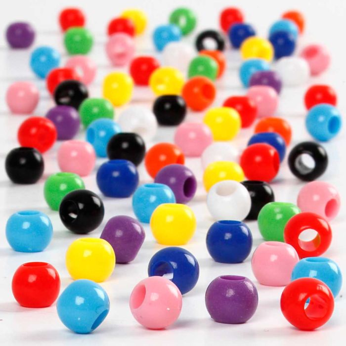 Pony kralen, d 6 mm, gatgrootte 3 mm, ca. 600 stuk, 75 gr, 125 ml/ 1 doos