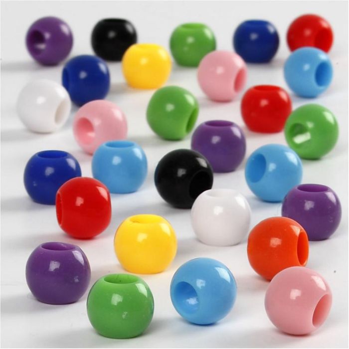 Pony kralen, d 8 mm, gatgrootte 4 mm, ca. 370 stuk, 70 gr, 125 ml/ 1 doos
