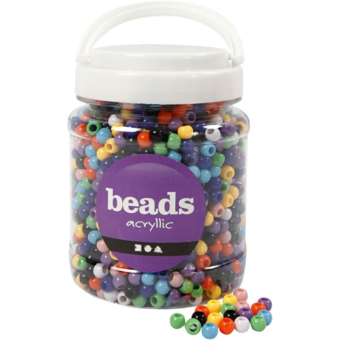 Pony kralen, d 8 mm, gatgrootte 4 mm, ca. 2280 stuk, diverse kleuren, 415 gr, 700 ml/ 1 Doosje