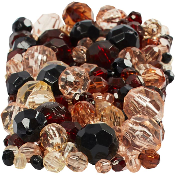 Facet kralen, afm 4-12 mm, gatgrootte 1-2,5 mm, ca. 860 stuk, goud, 250 gr/ 1 doos