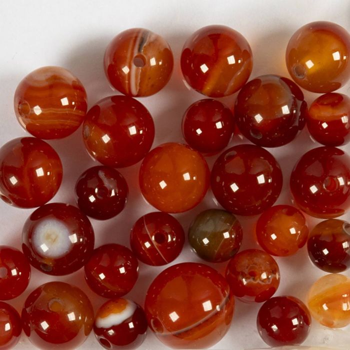 Kralen van agaat, d 6+8+10 mm, gatgrootte 0,9-1 mm, burnt orange, rood, 28 stuk/ 1 doos