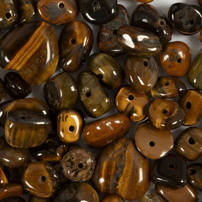 Kristallen kralen, Tijgeroog, d 7-12 mm, gatgrootte 1 mm, bruin, 63 stuk/ 1 doos