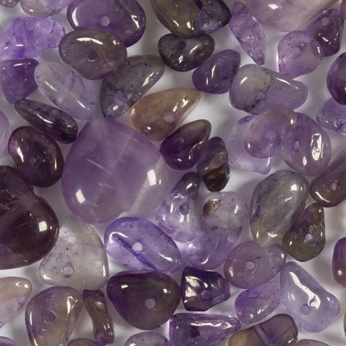 Kristallen kralen, Amethist, d 7-12 mm, gatgrootte 1 mm, paars, 63 stuk/ 1 doos