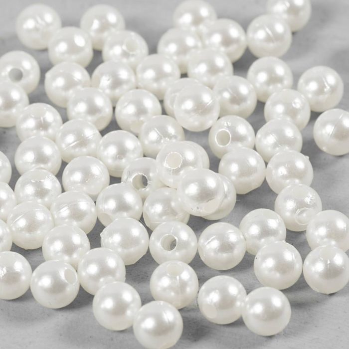 Waskralen, d 6 mm, gatgrootte 1,9 mm, parelmoer, 65 stuk/ 1 doos