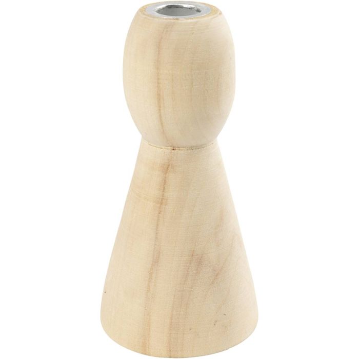 Conische houten kandelaars, H: 9,5 cm, 1 stuk
